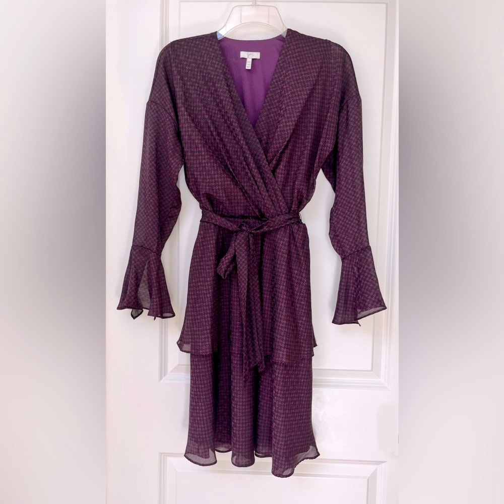 Joie - Pretty Purple Wrap Cocktail Dress with Ruffled Sleeves